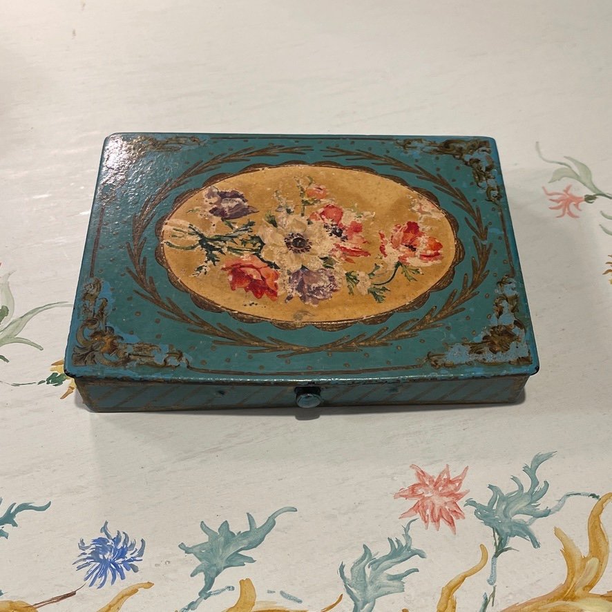 Paper Mache Box With 19th Century Floral Decor