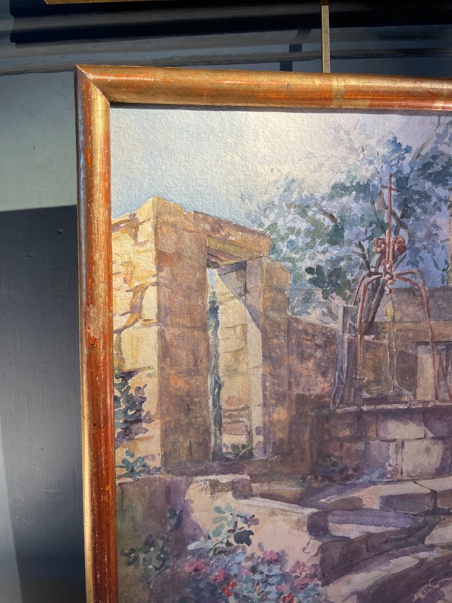 The Well, Watercolor Early 20th Century-photo-1