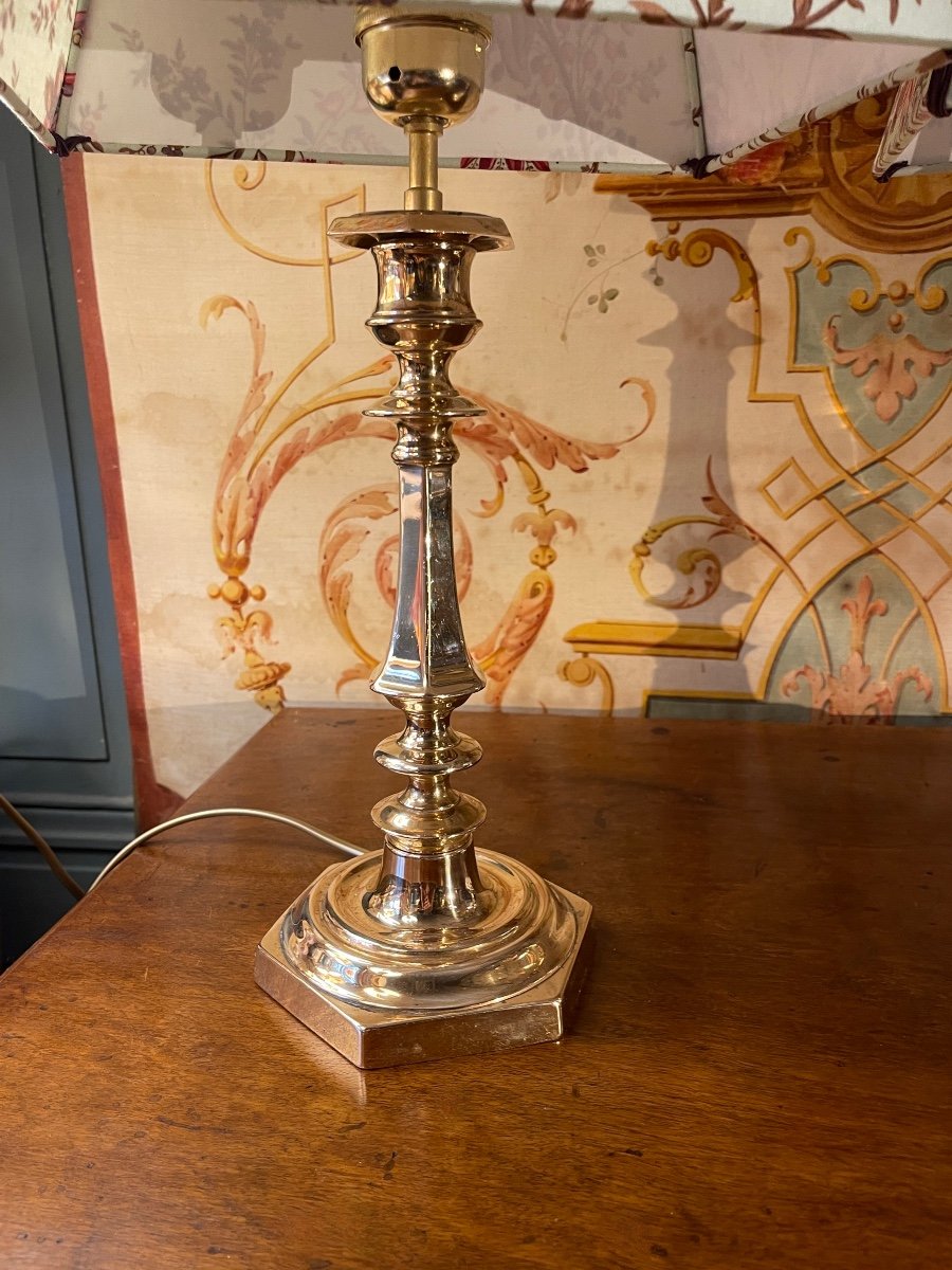 Pair Of Copper Bronze Lamps, Height 45 Cm -photo-5