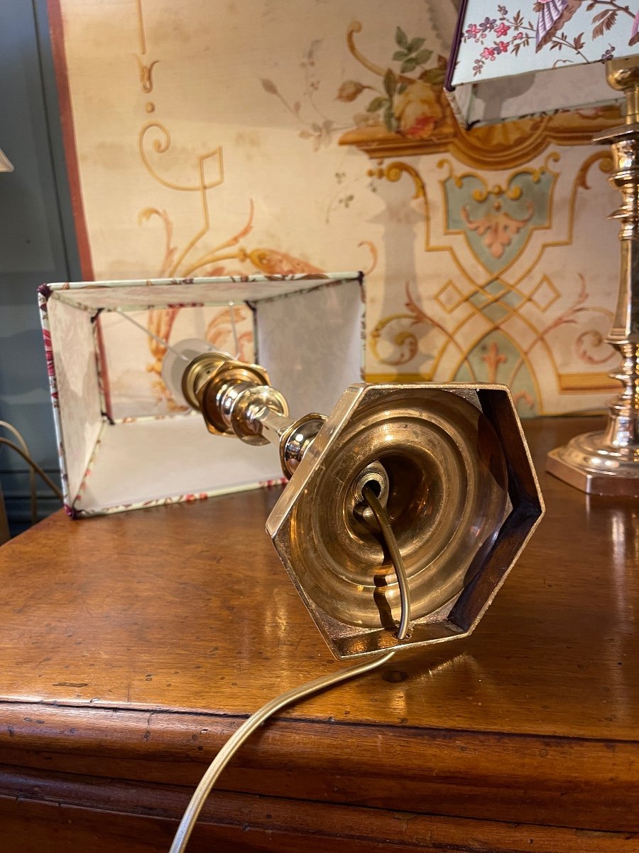 Pair Of Copper Bronze Lamps, Height 45 Cm -photo-7