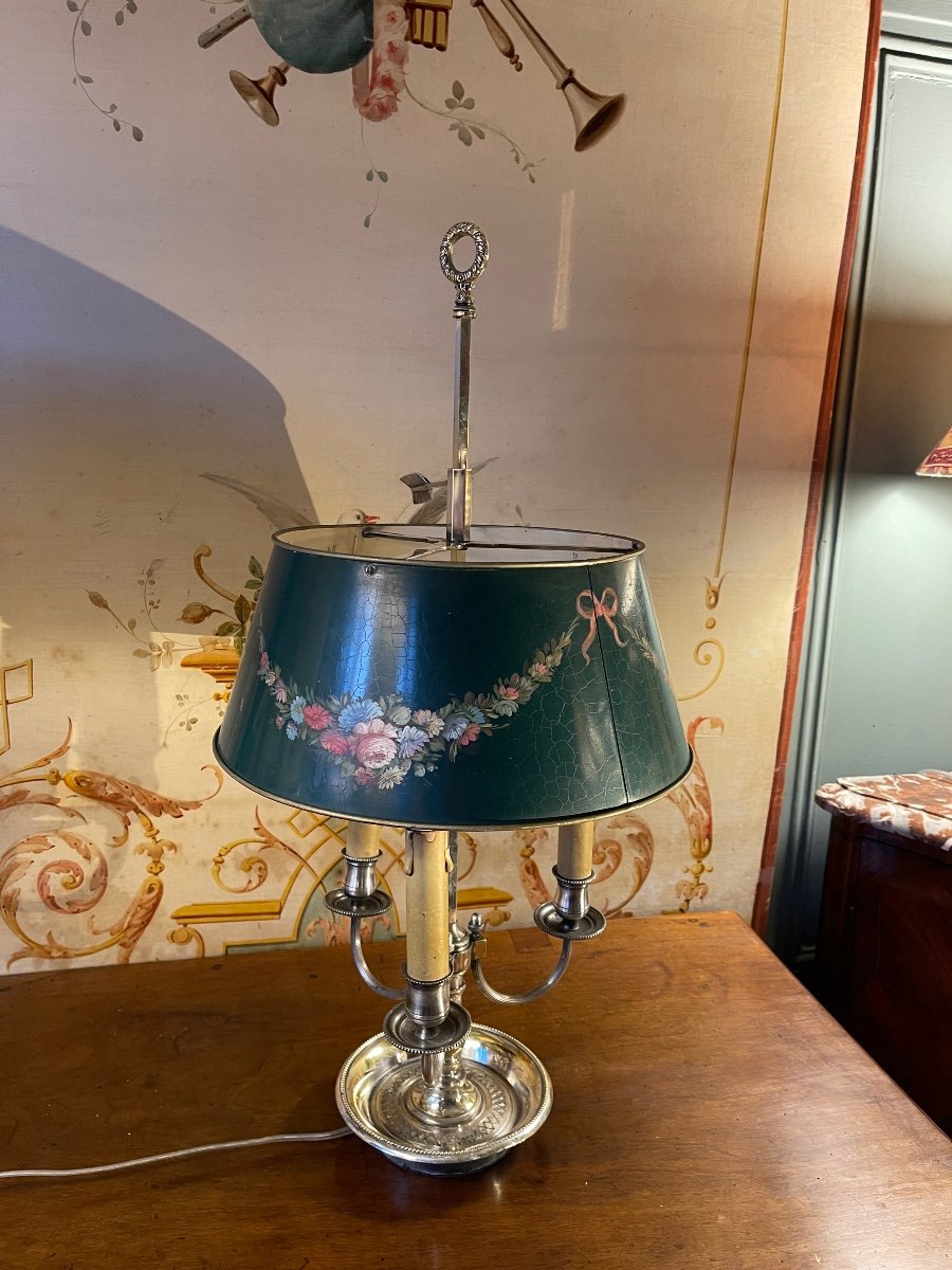 Lampe Bouillotte à Décor Floral à Trois Feux-photo-3