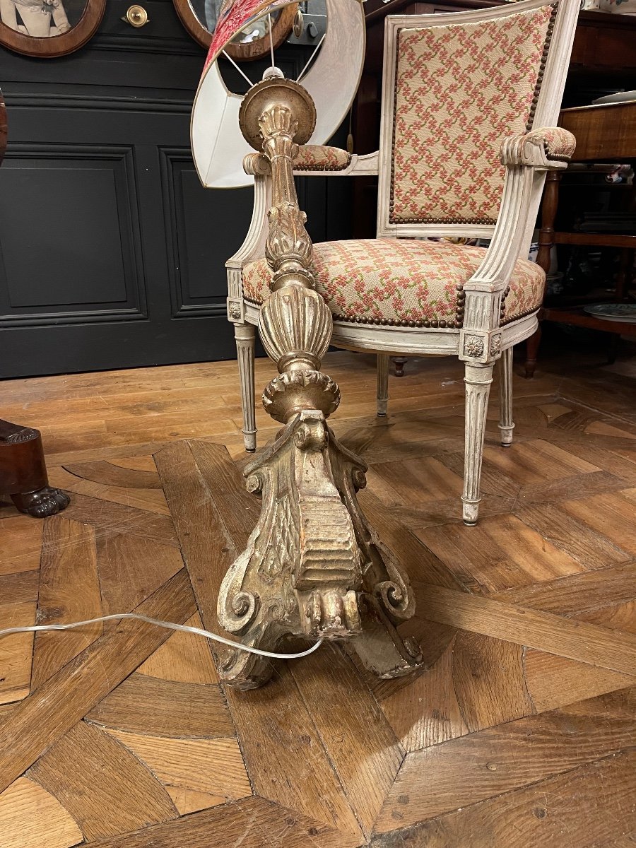 Carved Wooden Floor Lamp, Height 143 Cm-photo-7
