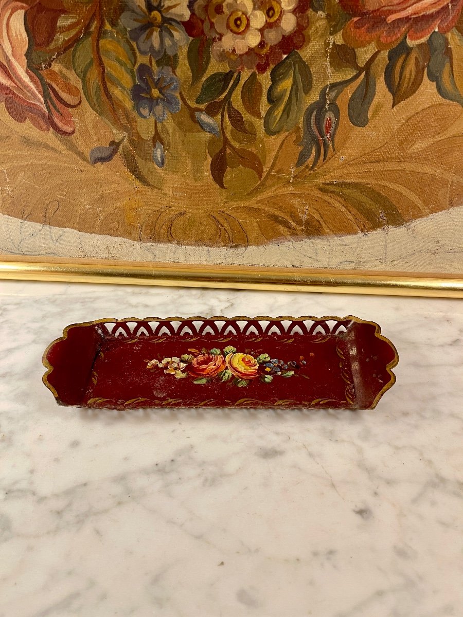 Small Painted Sheet Metal Tray, 22 Cm X 7.8 Cm-photo-2