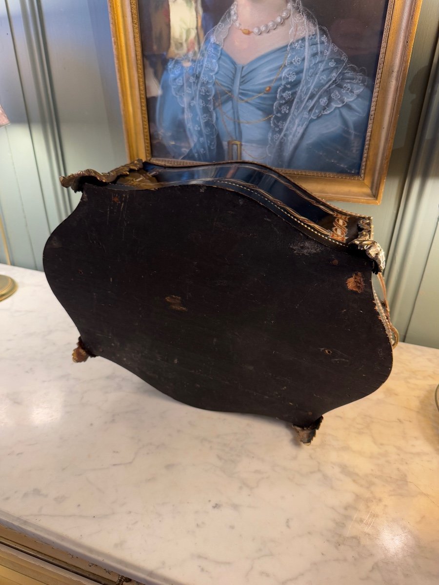 Large Napoleon III Planter In Blackened Wood And Marquetry, 19th Century-photo-5