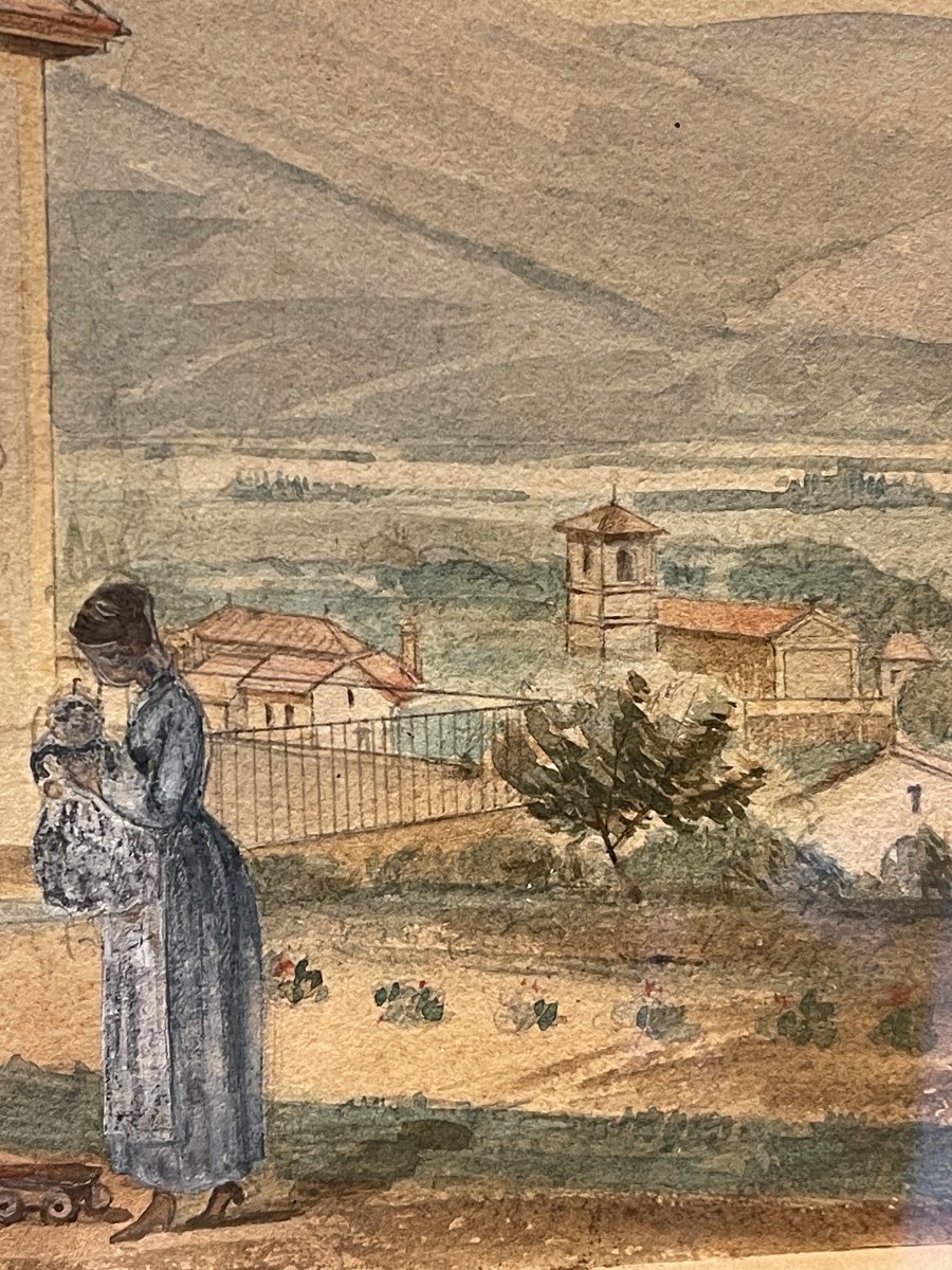 Animated House, 19th Century Watercolor-photo-2