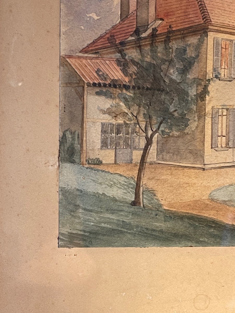 Animated House, 19th Century Watercolor-photo-4
