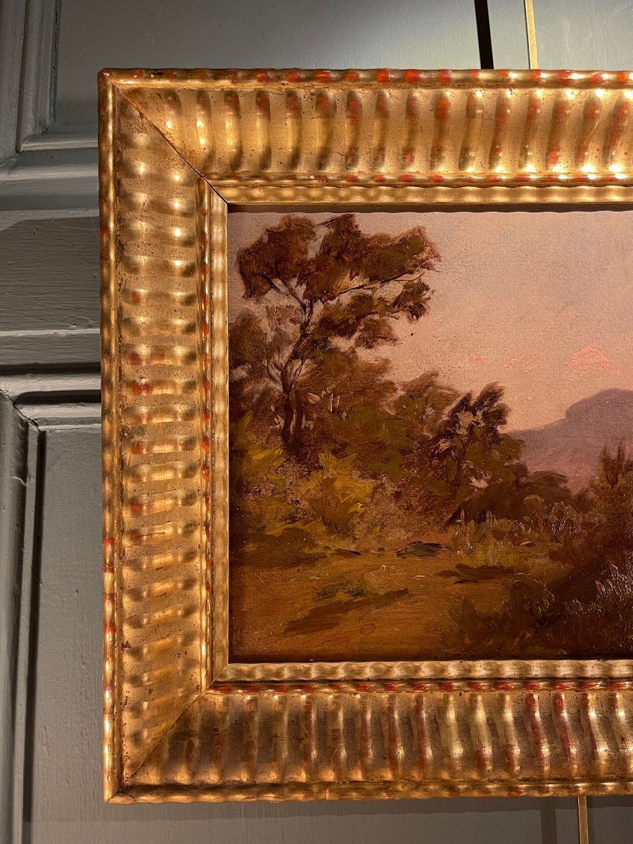 Mountain Landscape At Dusk By Clovis Terraire, 19th Century-photo-2