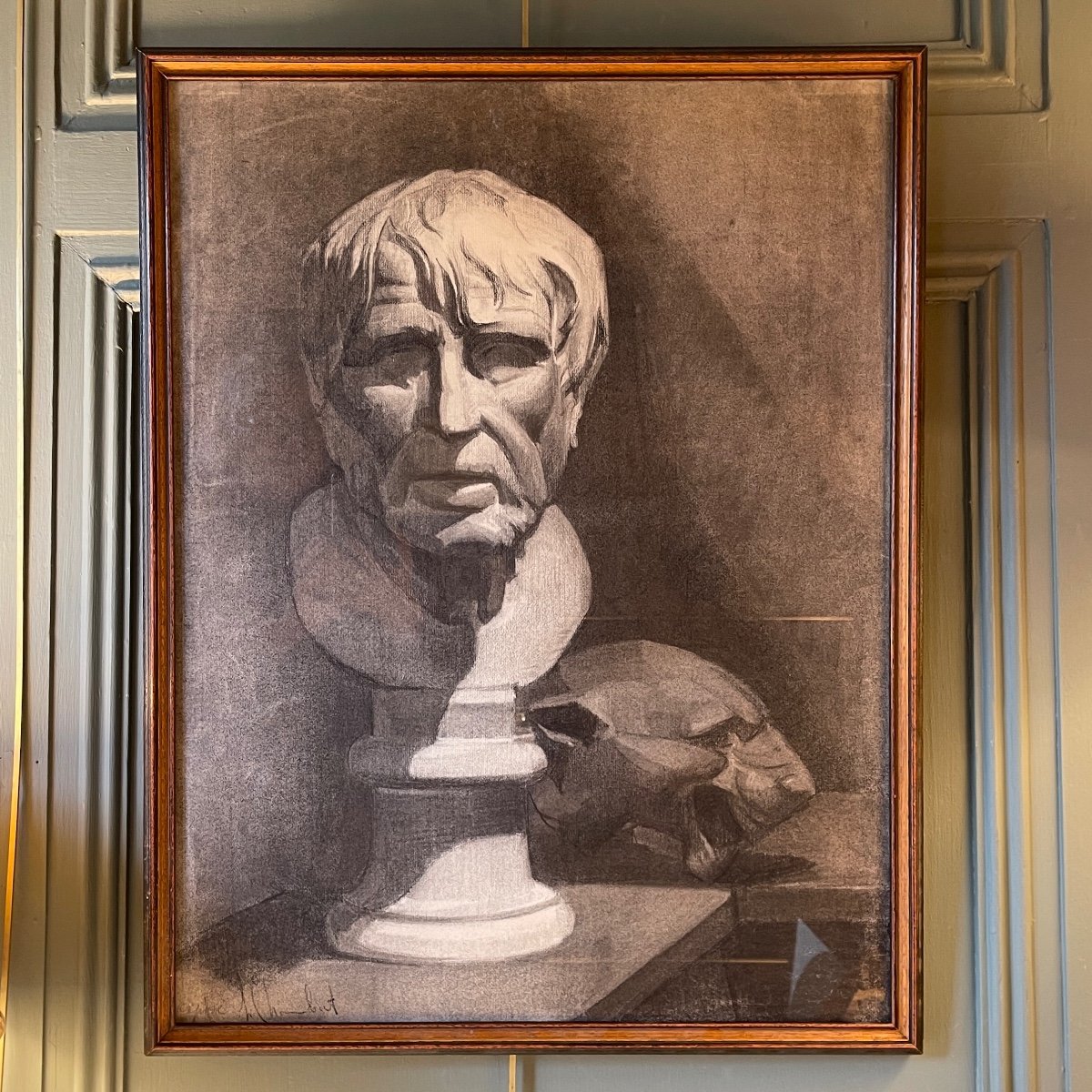 Bust Of A Man And Head Of A Lioness, 19th Century Academic Drawing