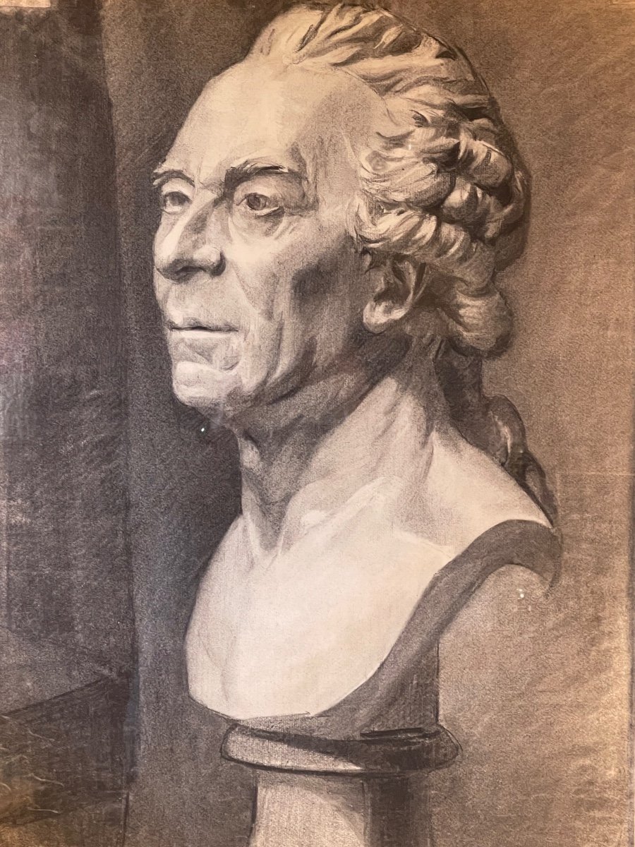 Bust Of Buffon, 19th Century Academic Drawing-photo-3