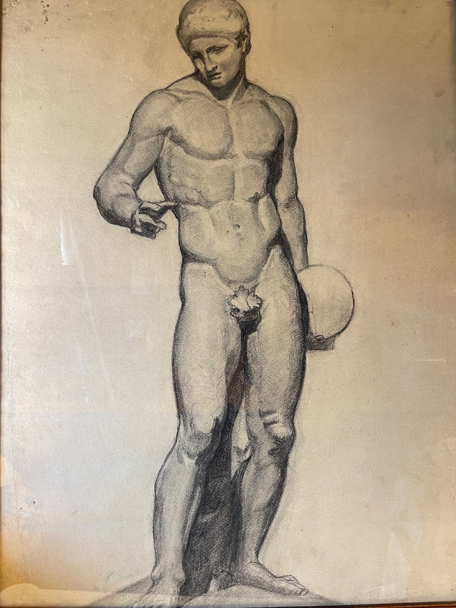 The Discophore, 19th Century Academic Drawing-photo-3