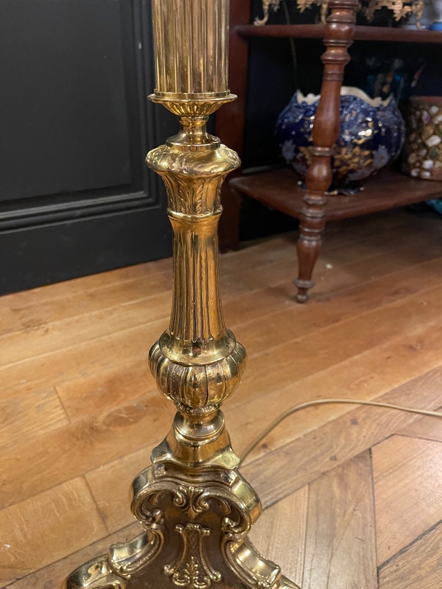 Lampadaire Tripode En Bronze, Hauteur 145 Cm-photo-4