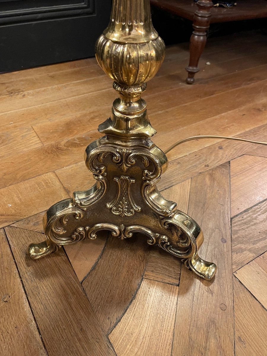 Lampadaire Tripode En Bronze, Hauteur 145 Cm-photo-6