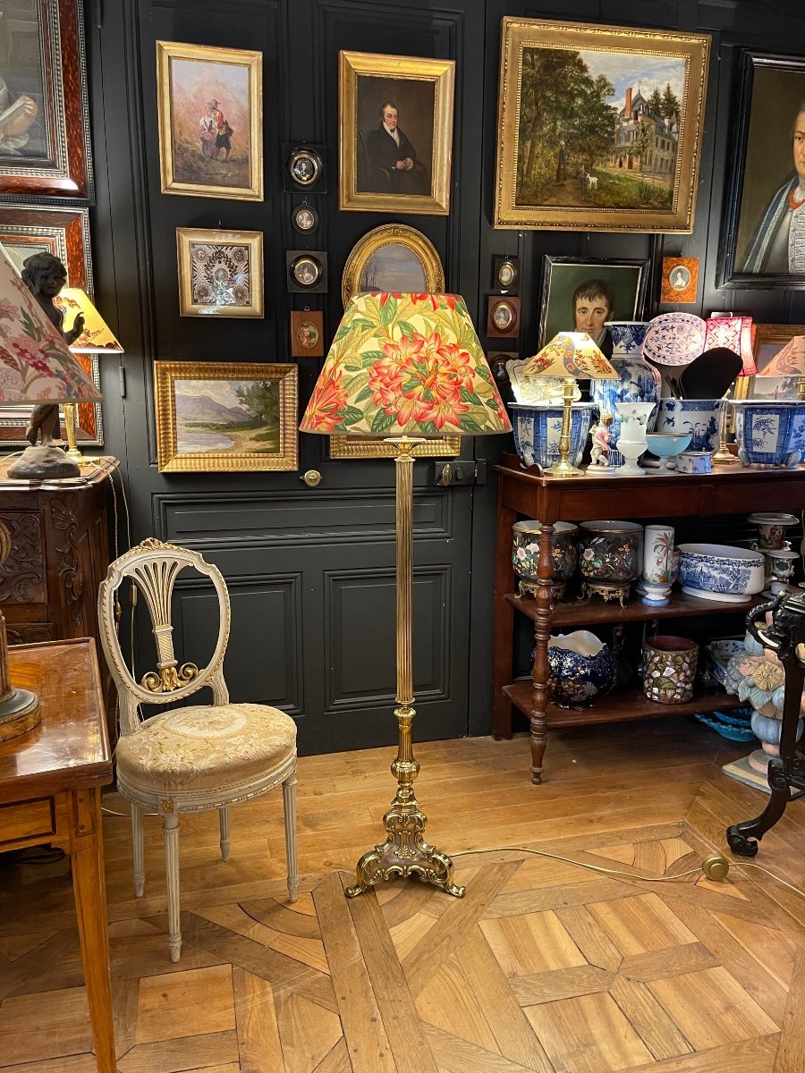 Lampadaire Tripode En Bronze, Hauteur 145 Cm-photo-7
