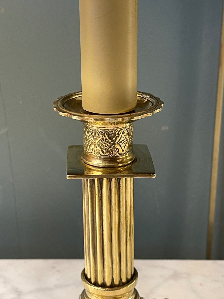 Pair Of Small Bronze Lamps, Height 33 Cm-photo-3