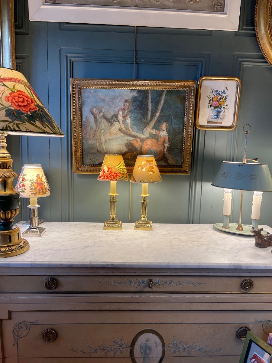 Pair Of Small Bronze Lamps, Height 33 Cm-photo-7