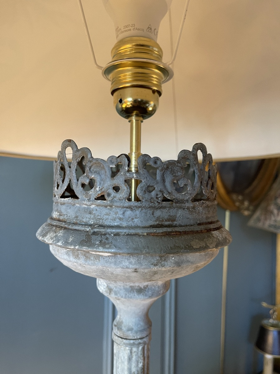 Large Zinc Tripod Lamp, Height 86 Cm-photo-4