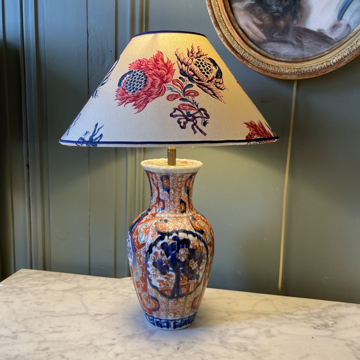 Imari Porcelain Lamp, Height 42 Cm