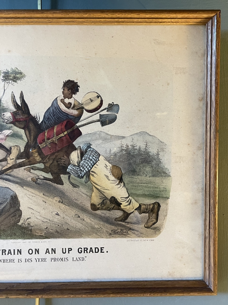 Lithograph, "a Mule Train On An Up Grade" By Thomas Worth Dated 1881-photo-4