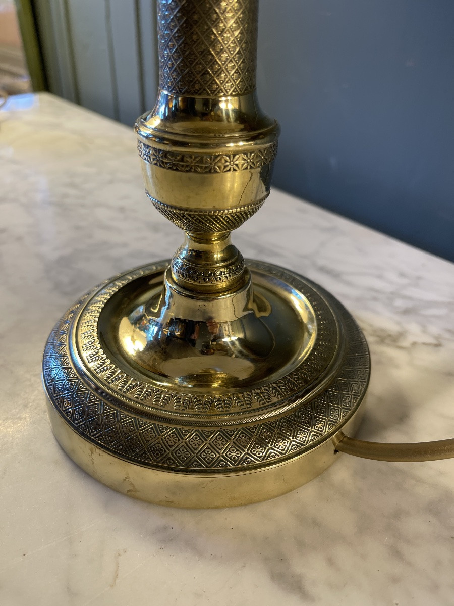 Lampe En Bronze Ciselé, Hauteur 41.5 cm-photo-4