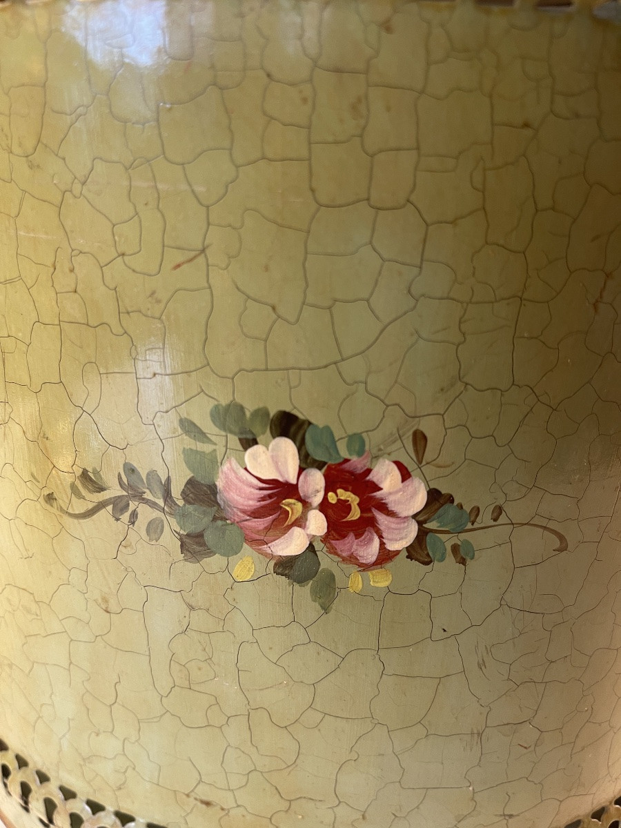 Corbeille En T&ocirc;le Peinte &agrave; D&eacute;cor Floral -photo-5
