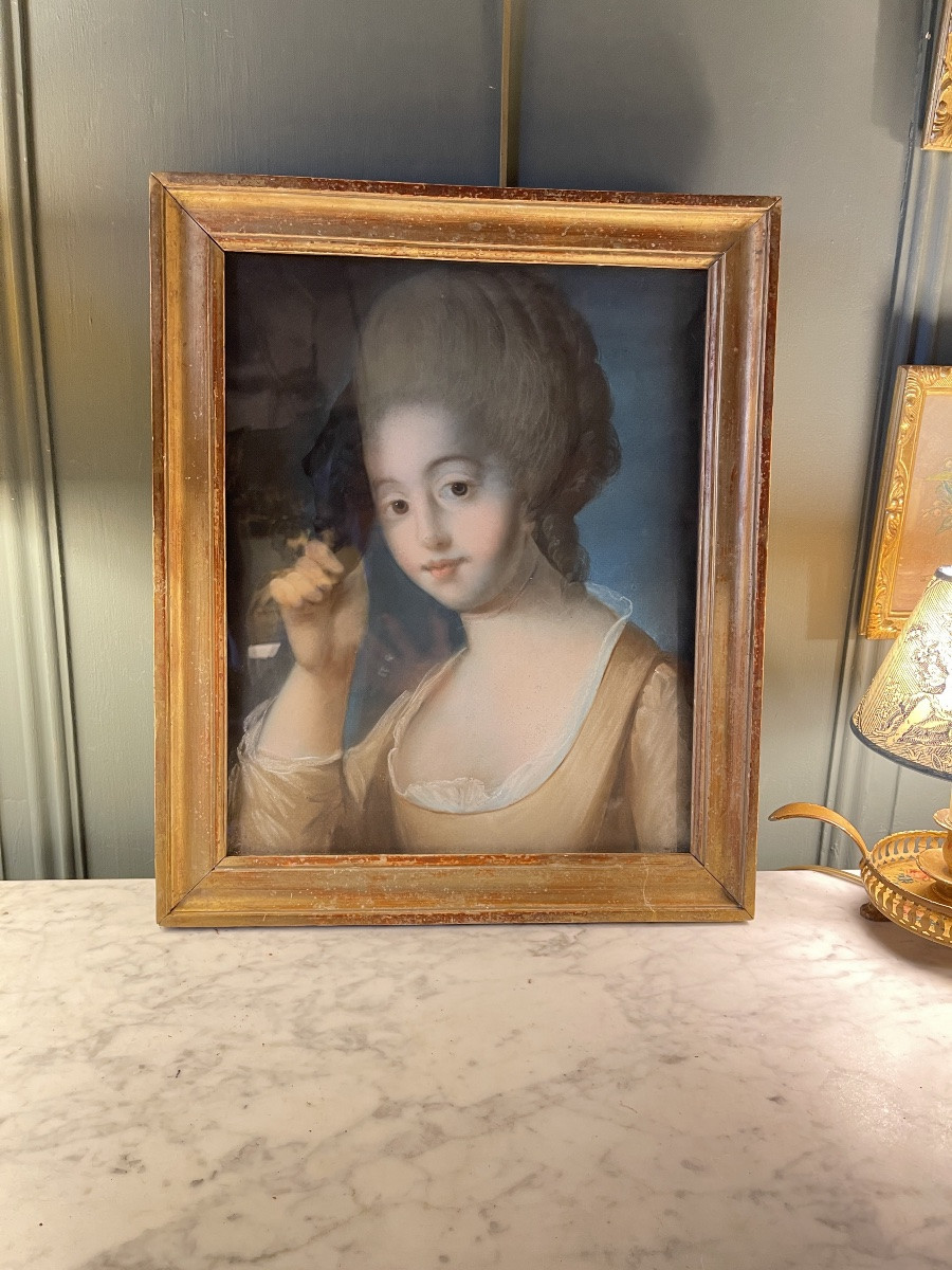 Portrait Of A Gentle Lady With A Mask, 18th Century Pastel-photo-6