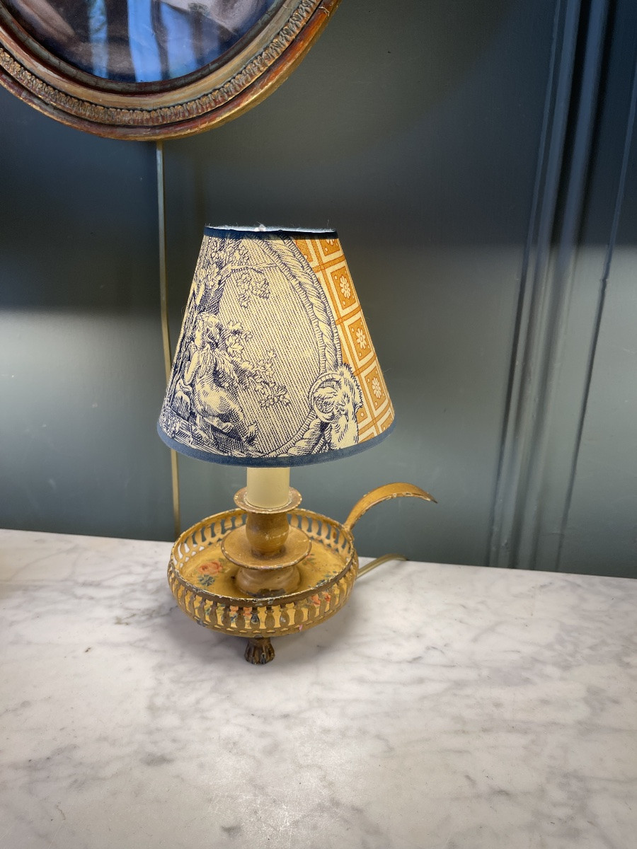 Small Painted Sheet Metal Lamp, Height 24 Cm-photo-4