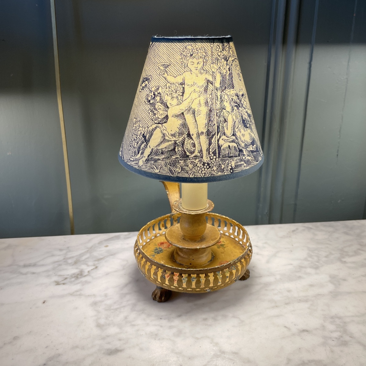 Small Painted Sheet Metal Lamp, Height 24 Cm