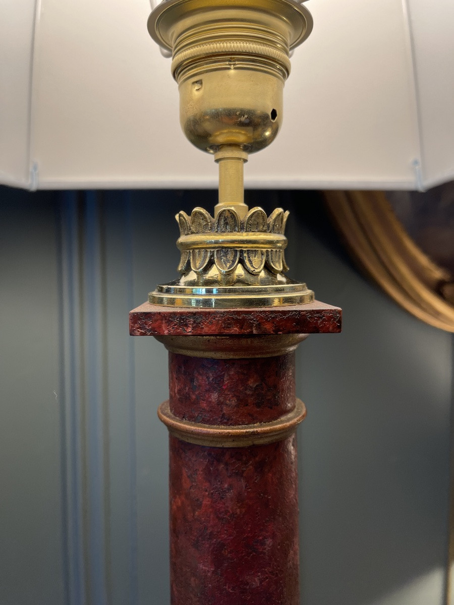 Carcel Lamp In Painted Sheet Metal, 19th Century, Height 76 Cm-photo-4