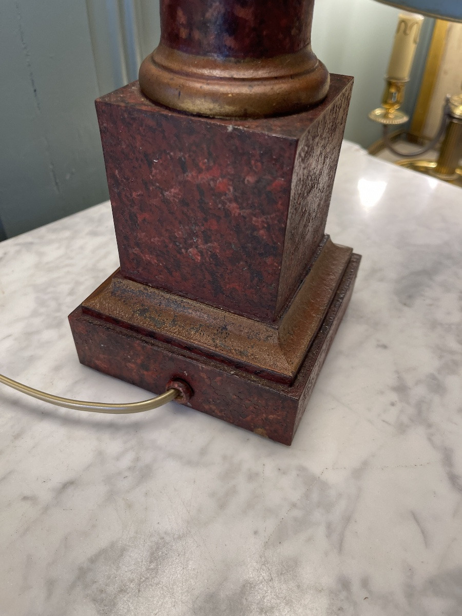 Carcel Lamp In Painted Sheet Metal, 19th Century, Height 76 Cm-photo-6