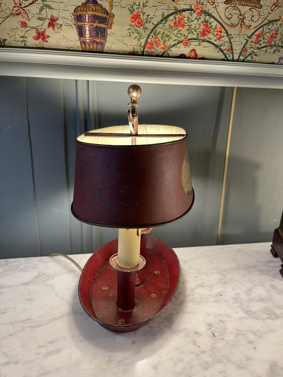 19th Century Painted Sheet Metal Hot Water Bottle Lamp-photo-4