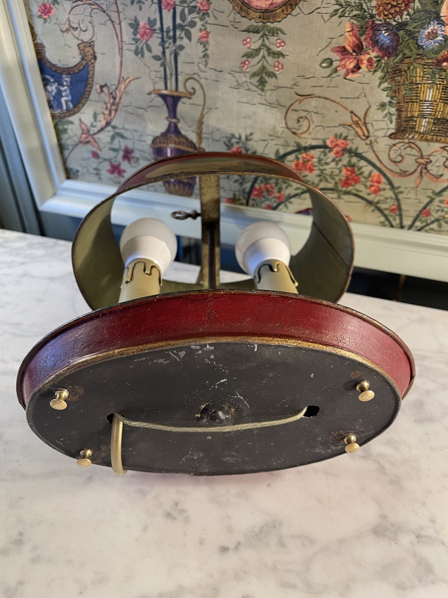 19th Century Painted Sheet Metal Hot Water Bottle Lamp-photo-5