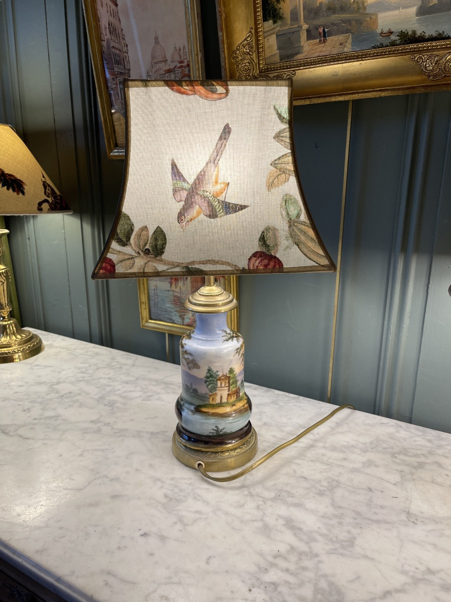 19th Century Porcelain Lamp, Height 43.5 Cm-photo-3