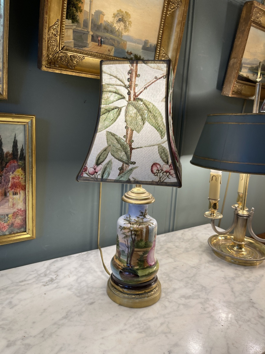 19th Century Porcelain Lamp, Height 43.5 Cm-photo-4