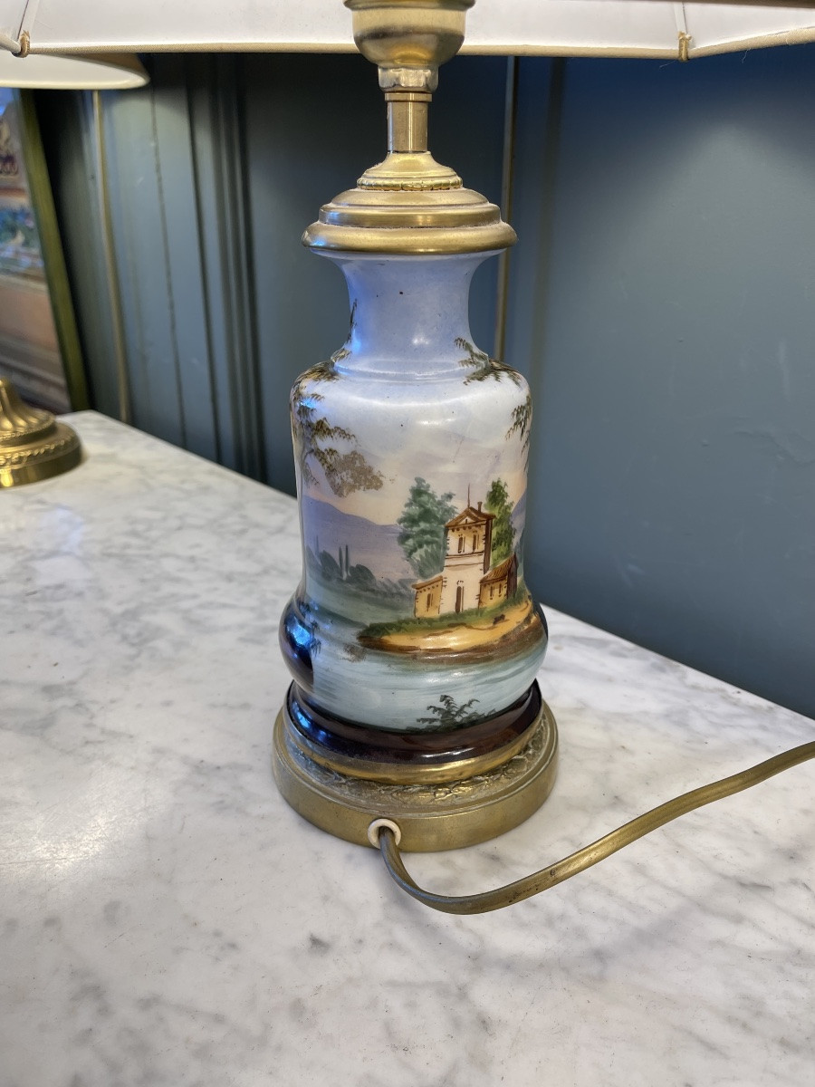 19th Century Porcelain Lamp, Height 43.5 Cm-photo-4