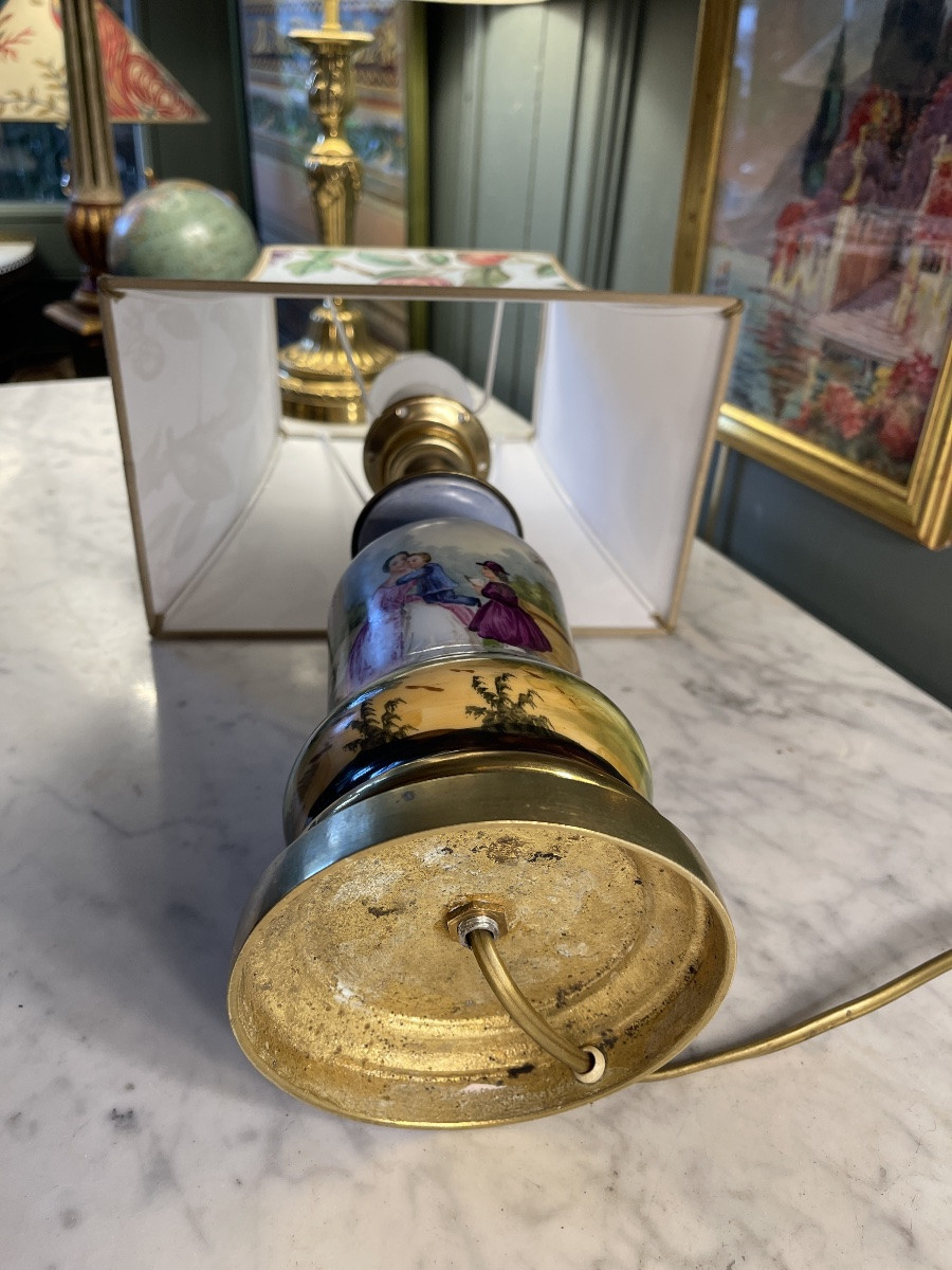 19th Century Porcelain Lamp, Height 43.5 Cm-photo-5