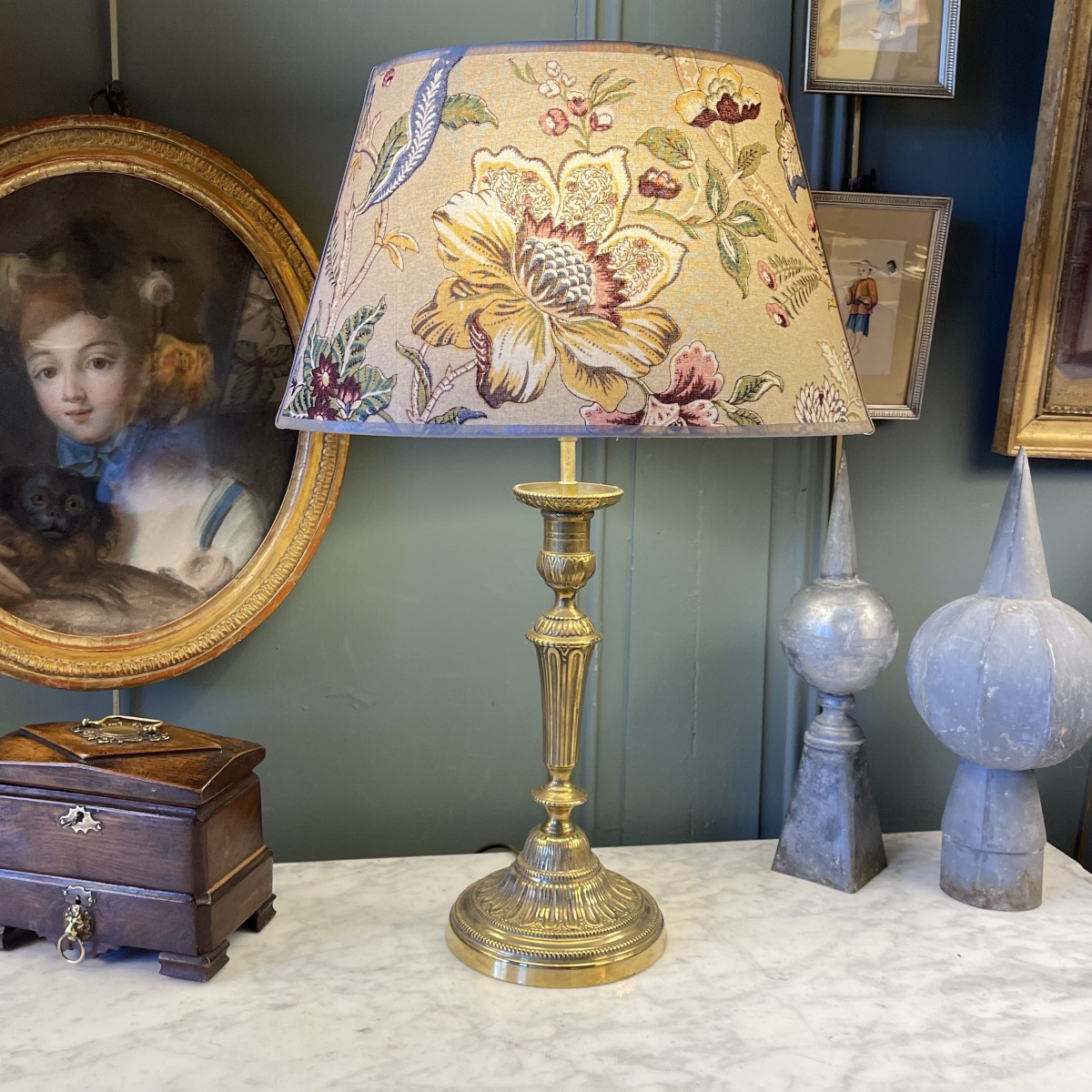 Lampe En Bronze, Hauteur 52 Cm