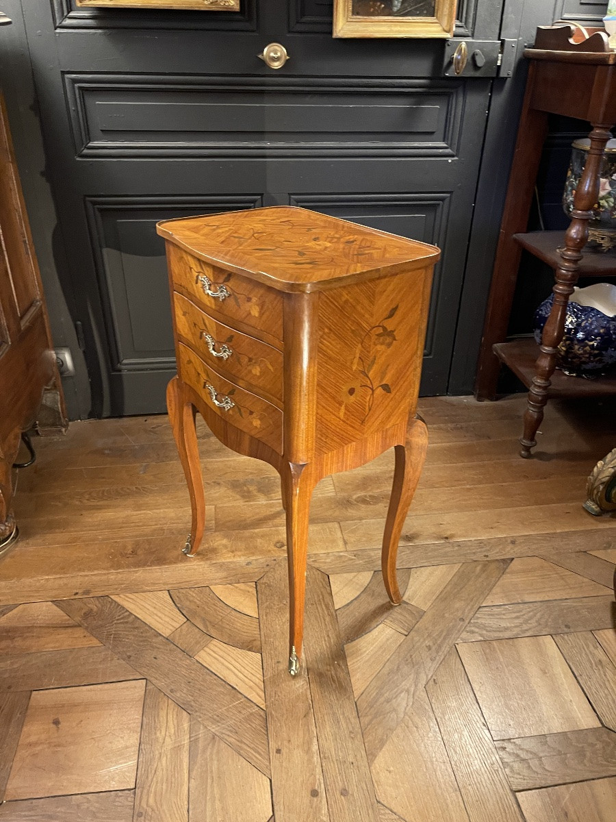 Louis XV Style Marquetry Chiffonnière Table-photo-2