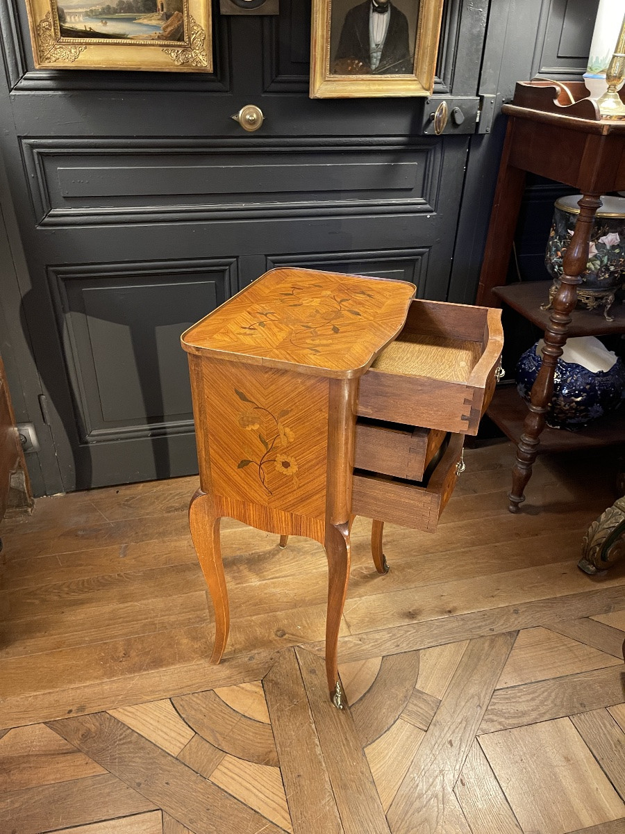Louis XV Style Marquetry Chiffonnière Table-photo-1