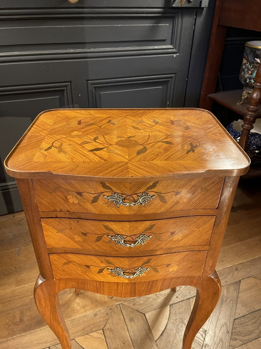 Louis XV Style Marquetry Chiffonnière Table-photo-2