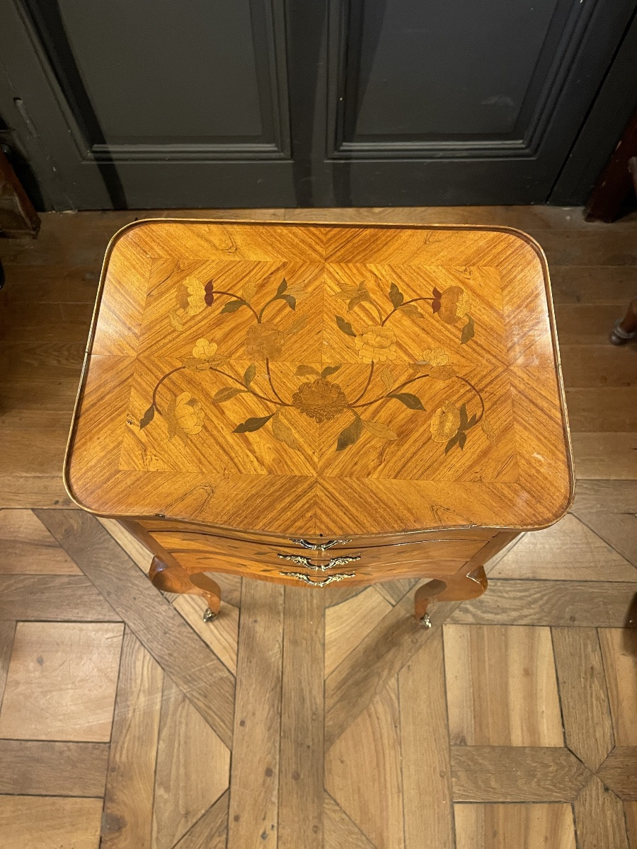 Louis XV Style Marquetry Chiffonnière Table-photo-3