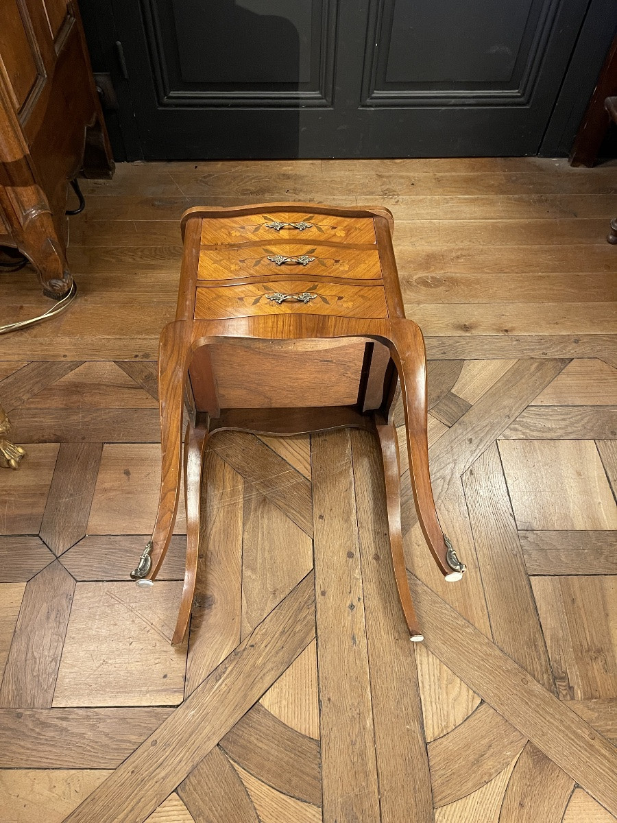 Louis XV Style Marquetry Chiffonnière Table-photo-4