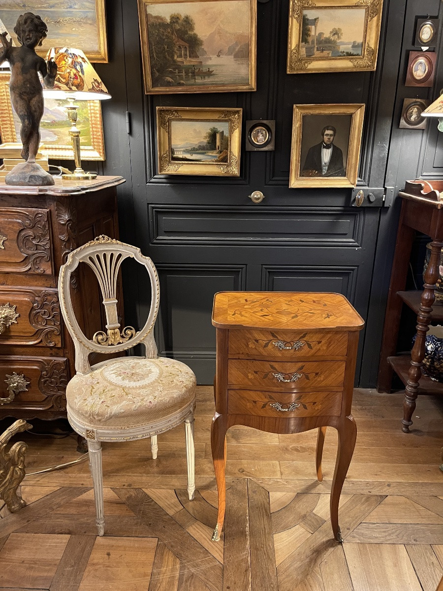 Louis XV Style Marquetry Chiffonnière Table-photo-5