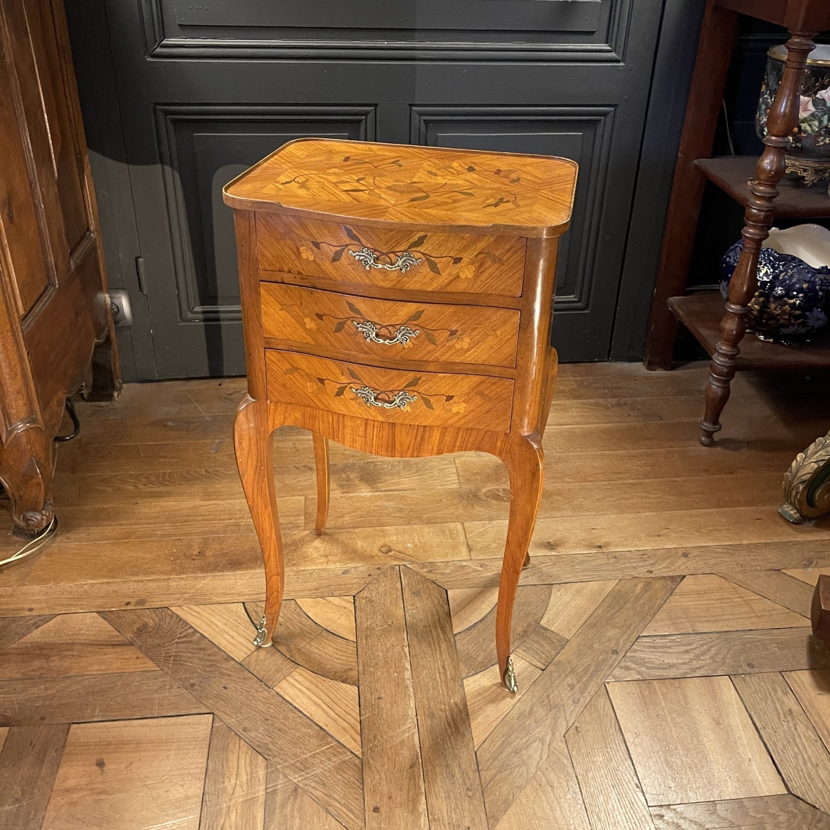 Louis XV Style Marquetry Chiffonnière Table
