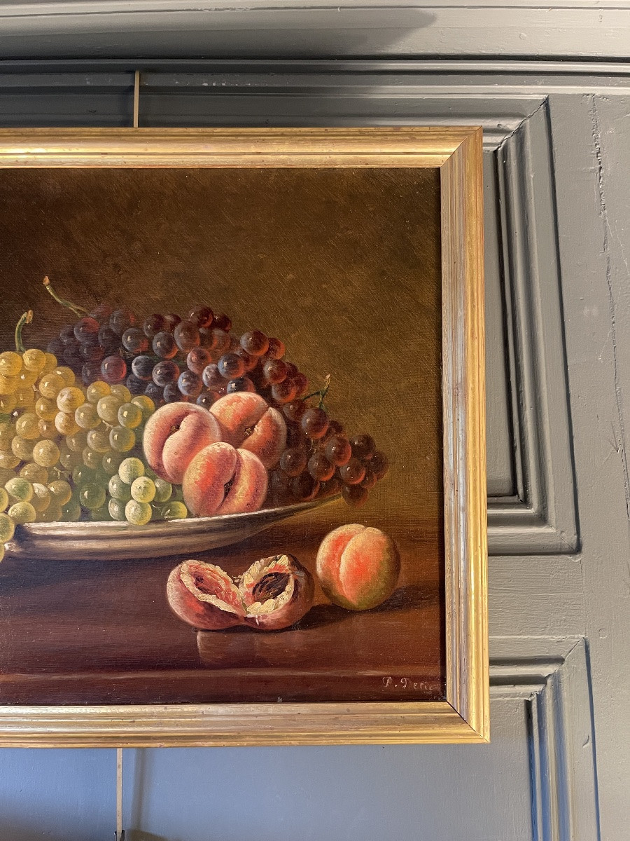 Still Life With Grapes And Peaches, 19th Century-photo-4