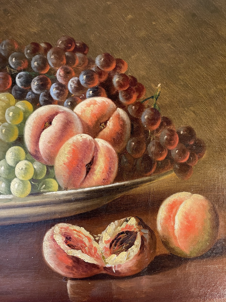 Still Life With Grapes And Peaches, 19th Century-photo-2