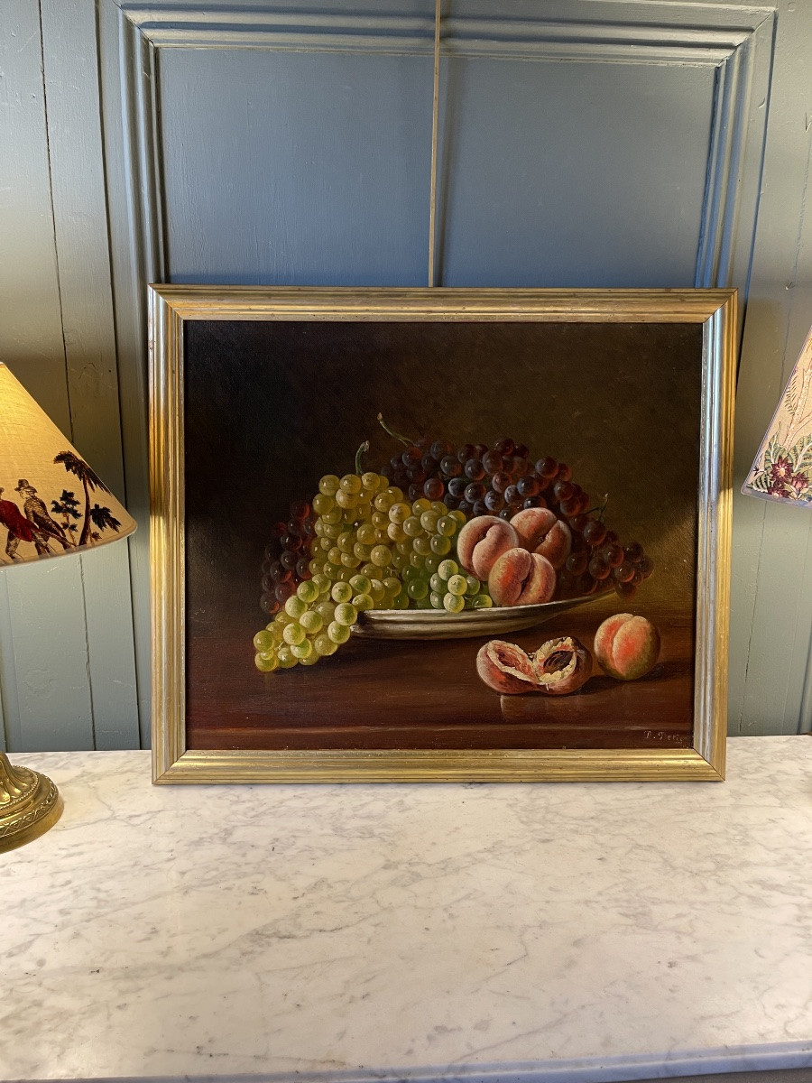 Still Life With Grapes And Peaches, 19th Century-photo-6
