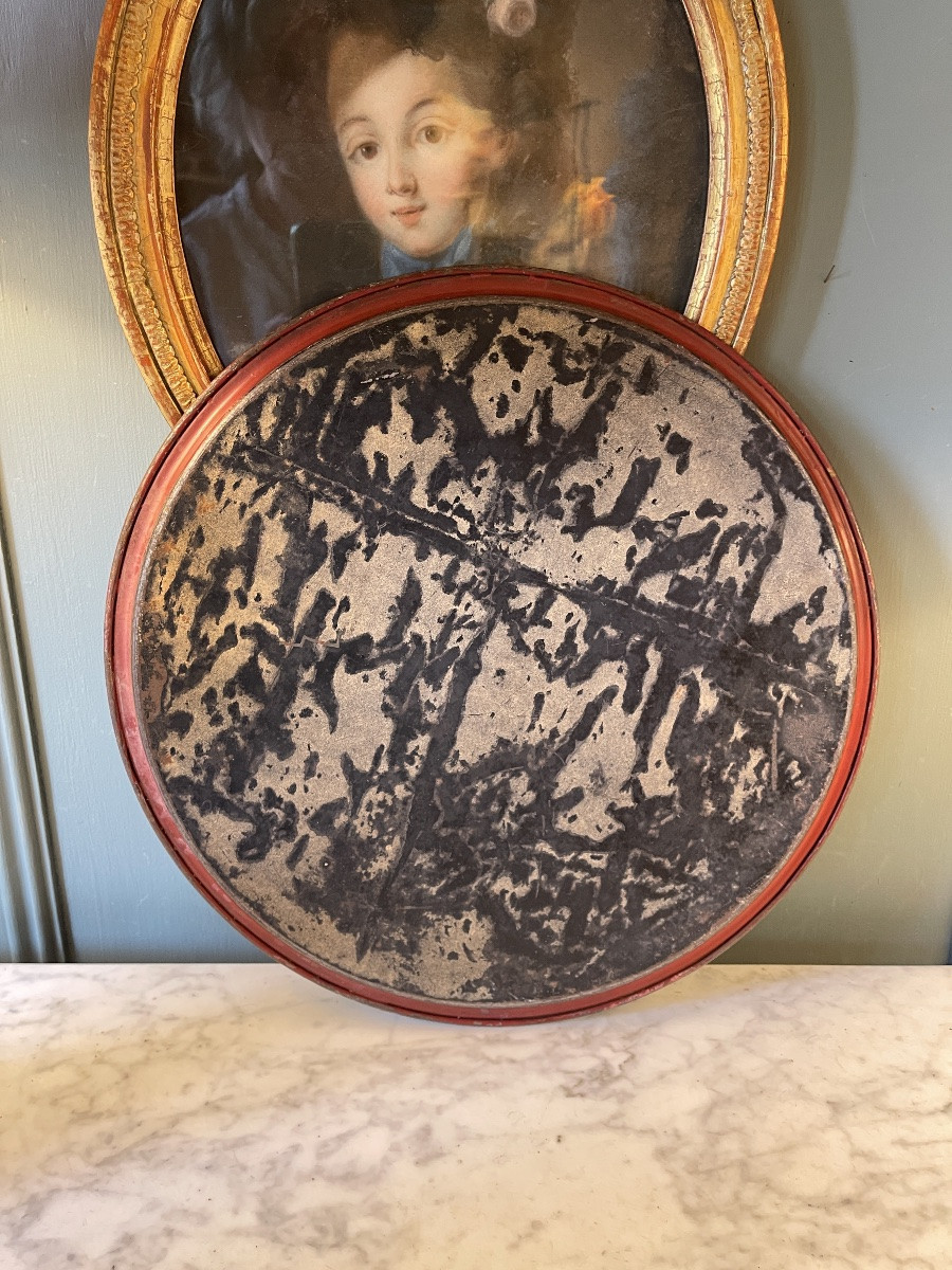19th Century Painted Sheet Metal Tray, Diameter 40 Cm-photo-3