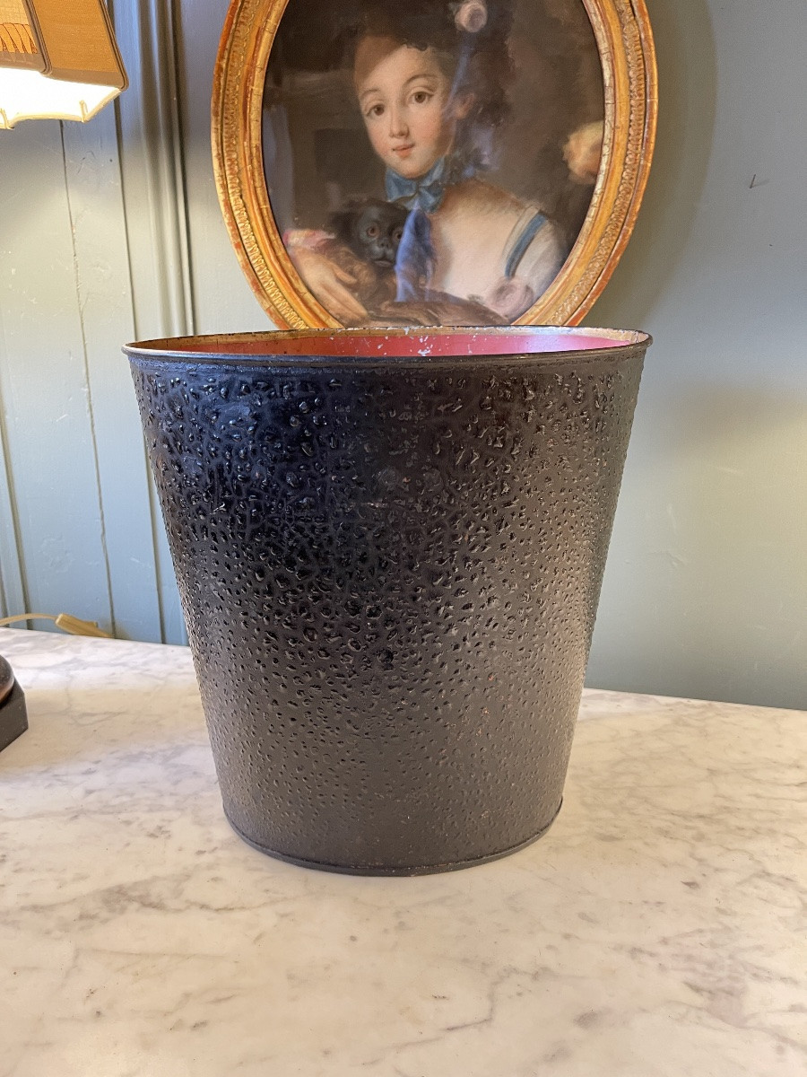 Painted Sheet Metal Wastebasket, Height 30 Cm-photo-4
