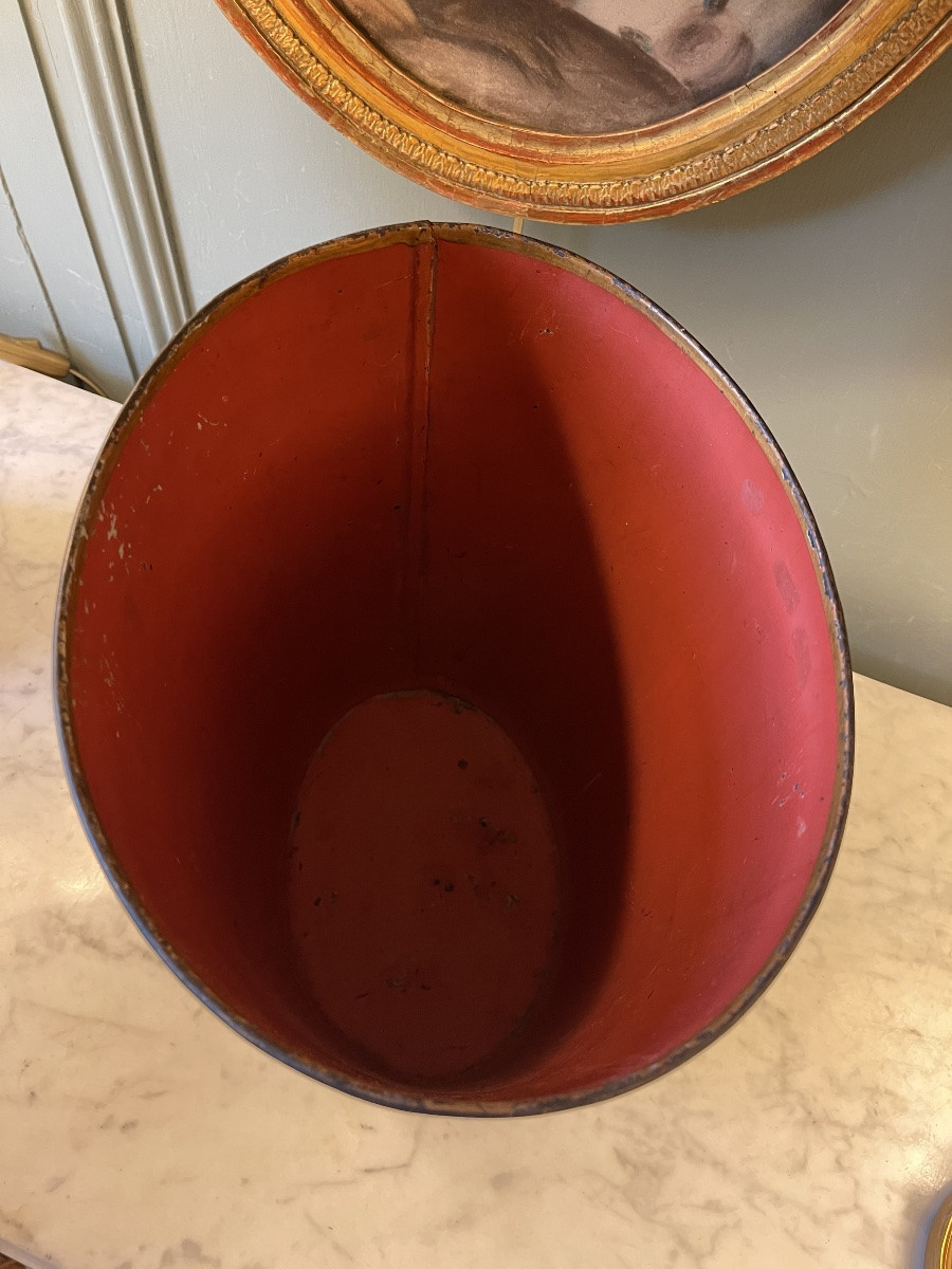 Painted Sheet Metal Wastebasket, Height 30 Cm-photo-2