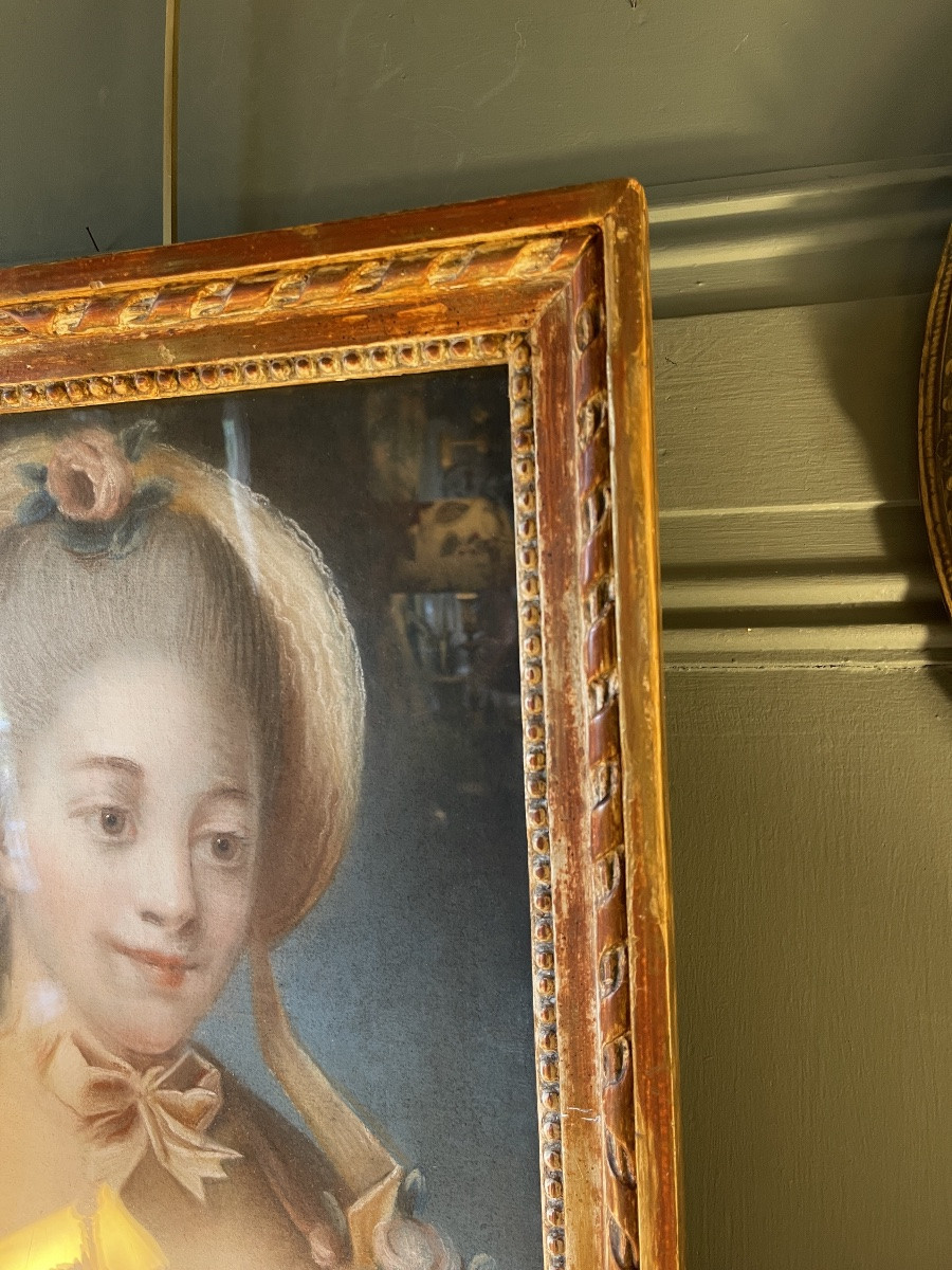 Portrait Of A Young Lady As A Shepherdess, 18th Century Pastel-photo-4